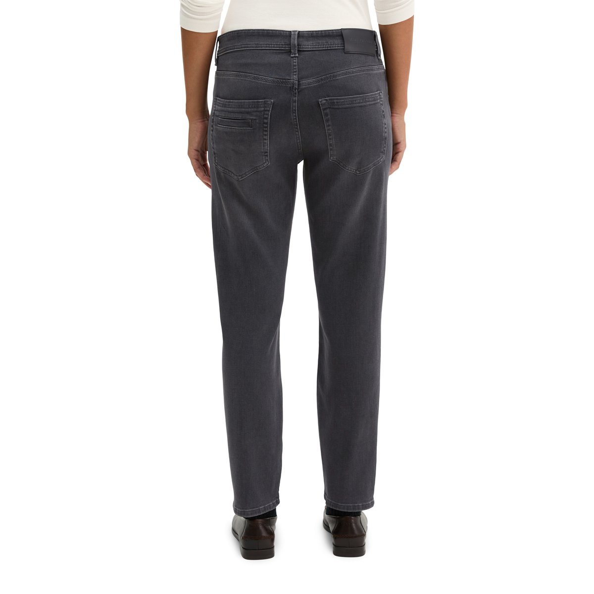Jean modèle Theda, coupe boyfriend, longueur raccourcie en coton bio extensible gris, MARC O'POLO