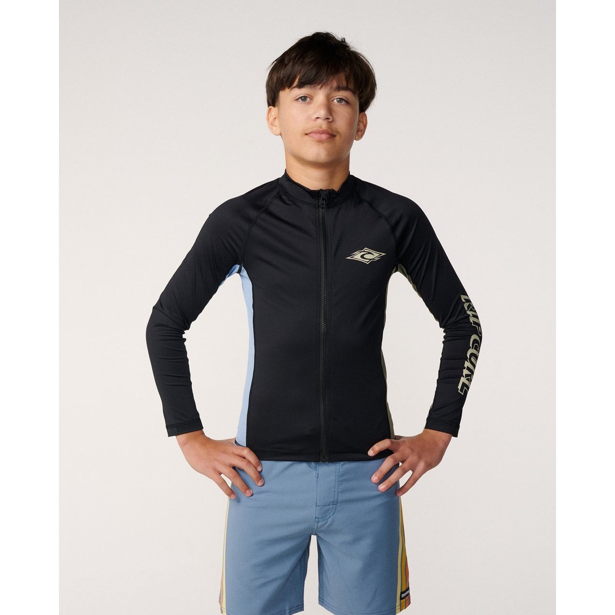 T-shirt anti-UV Eternal Shred ZIP manches longues garçon black, RIP CURL