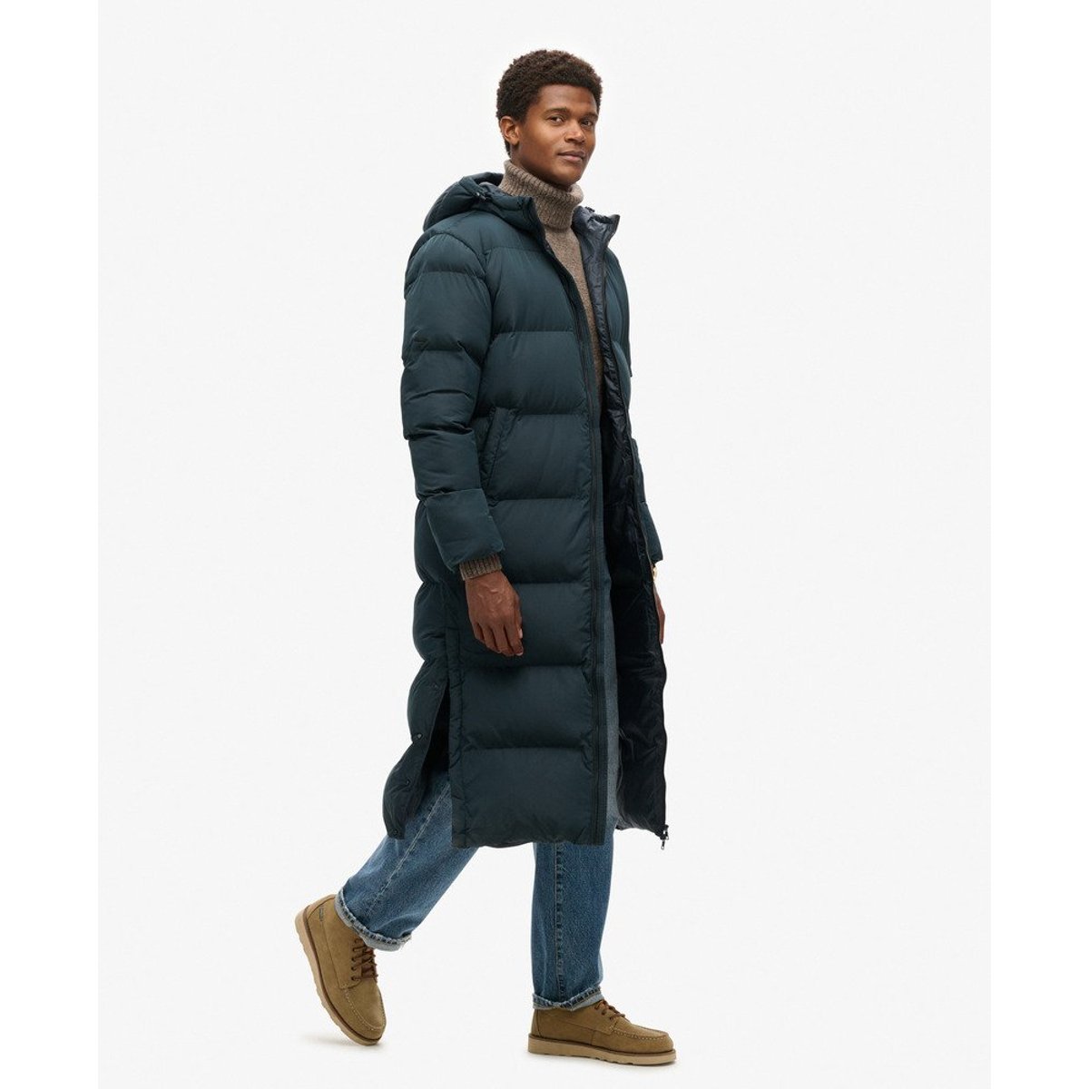 Doudoune extra longue bleu marine éclipse, SUPERDRY