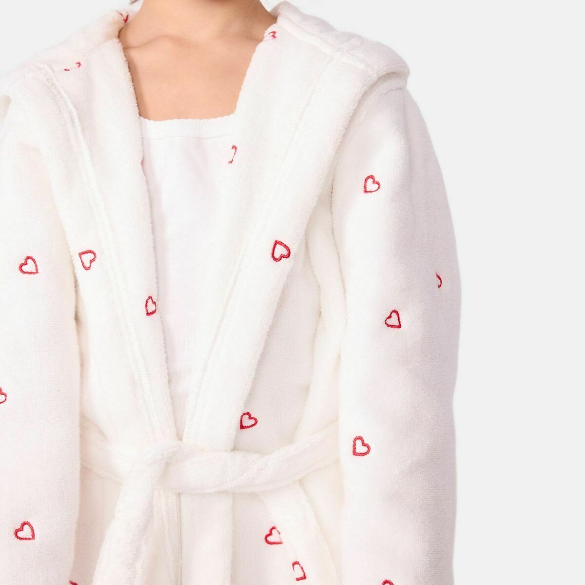Kinderbademantel aus Baumwollfrottee mit gestickten Herzen motiv herz, PETIT BATEAU