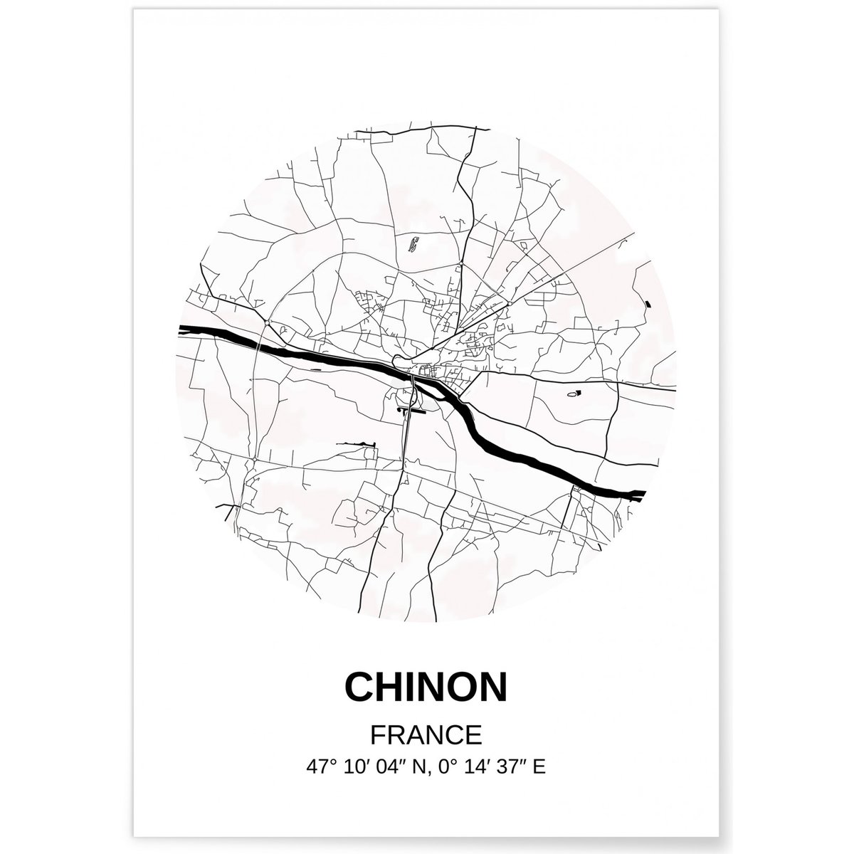 Affiche Carte Chinon blanc, L'AFFICHERIE