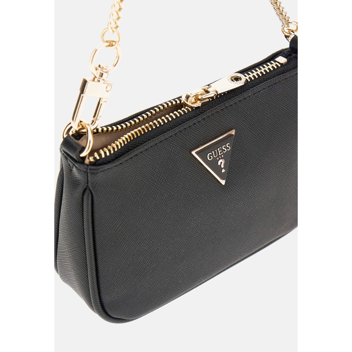 Mini Pochette Saffiano noir, GUESS