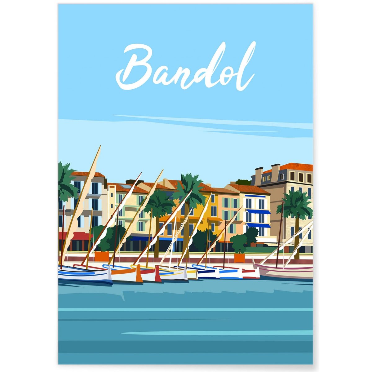 Affiche ville Bandol blanc, L'AFFICHERIE
