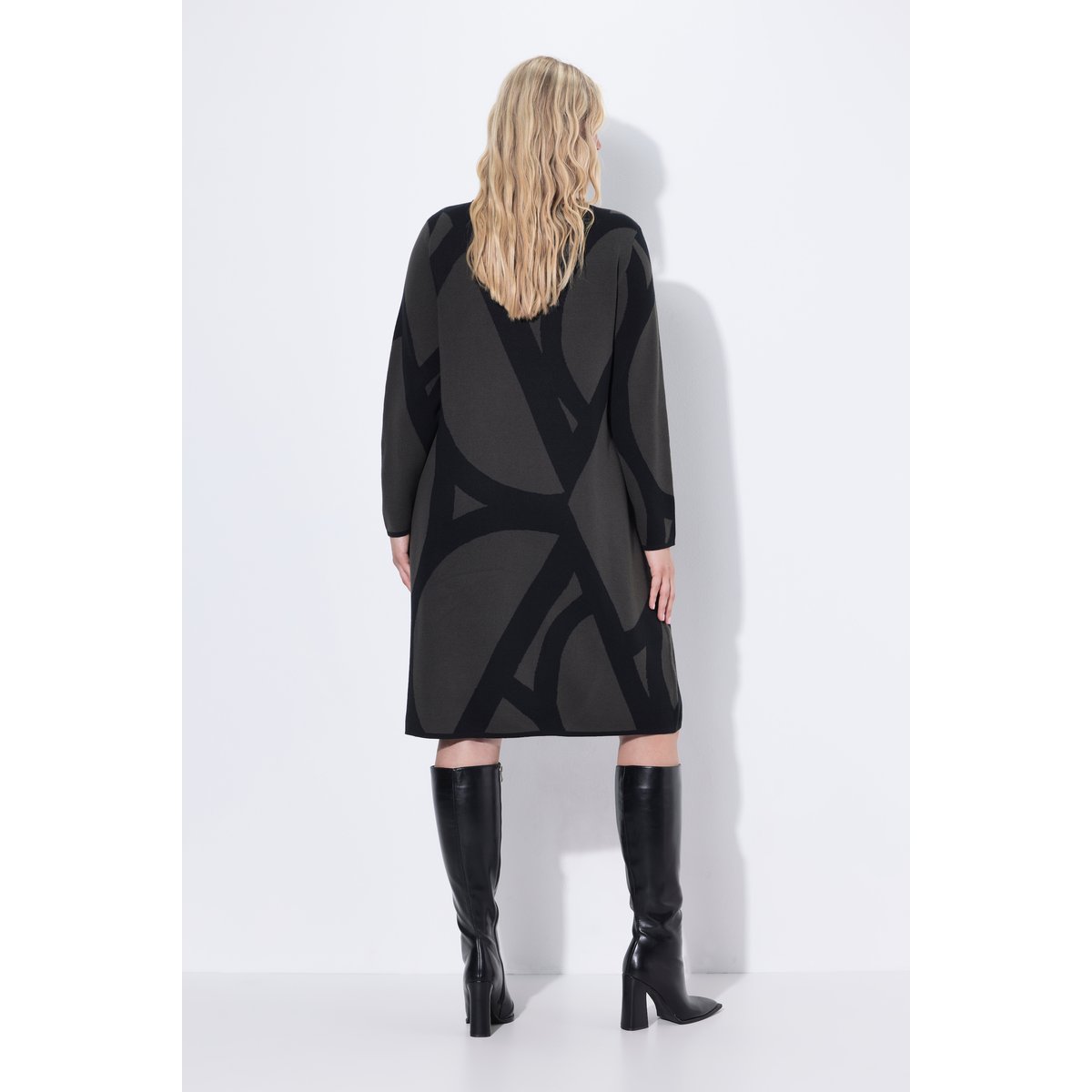 Robe en maille à encolure bateau gris kaki, ULLA POPKEN