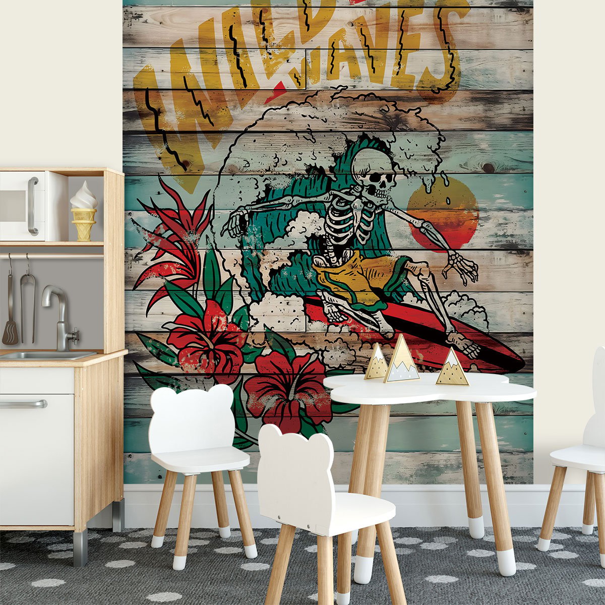 Papier peint panoramique, wild waves multicolore, HEXOA