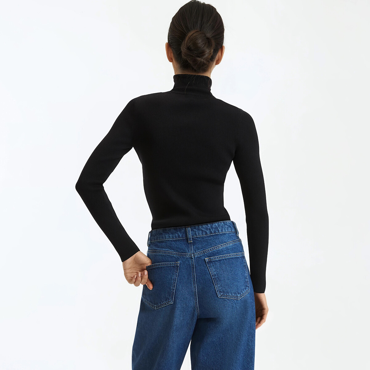 Pull col roulé en fine maille noir, LA REDOUTE COLLECTIONS