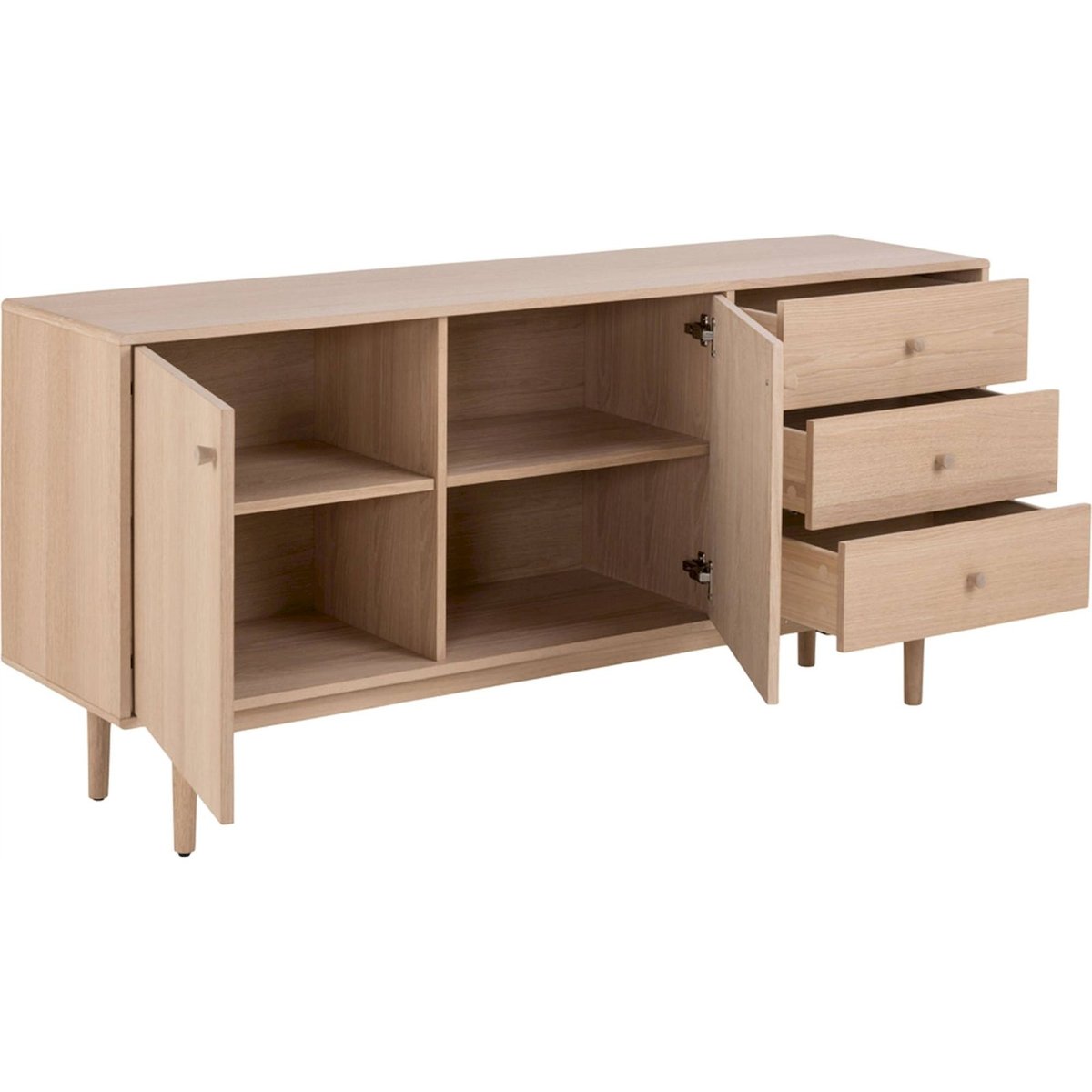 Commode style scandinave collection DORCHIS chêne clair pigmenté blanc, RECOLLECTION