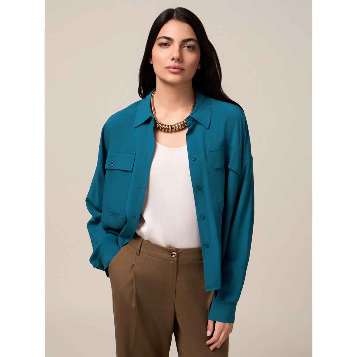 Chemise avec poches petrol blue, OLTRE