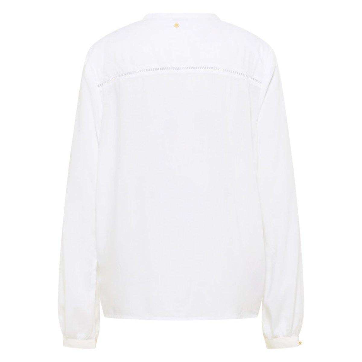 Blouse blanche unie avec un col tunisien et des manches longues blanche, MUSTANG