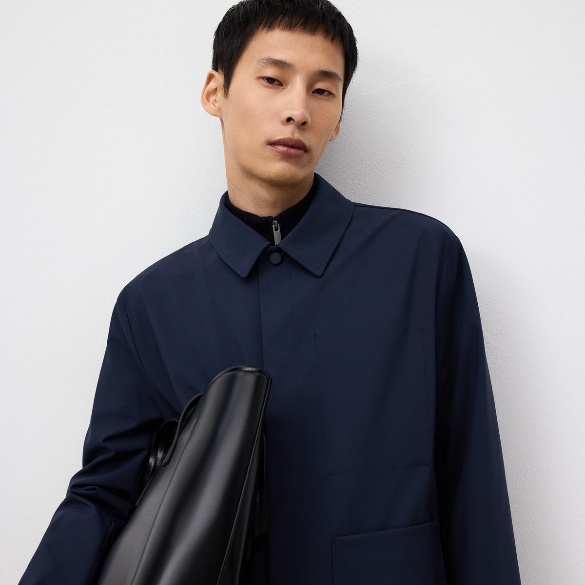 Veste technique à col à revers bleu marine, ADOLFO DOMINGUEZ