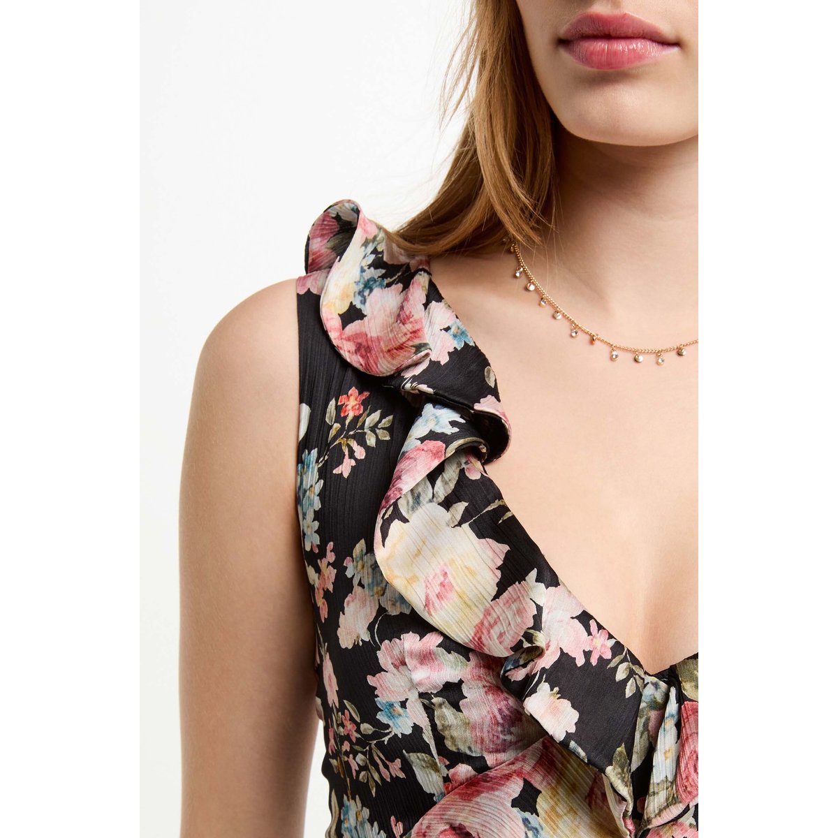 Robe longue droite imprimée multicolore, MORGAN