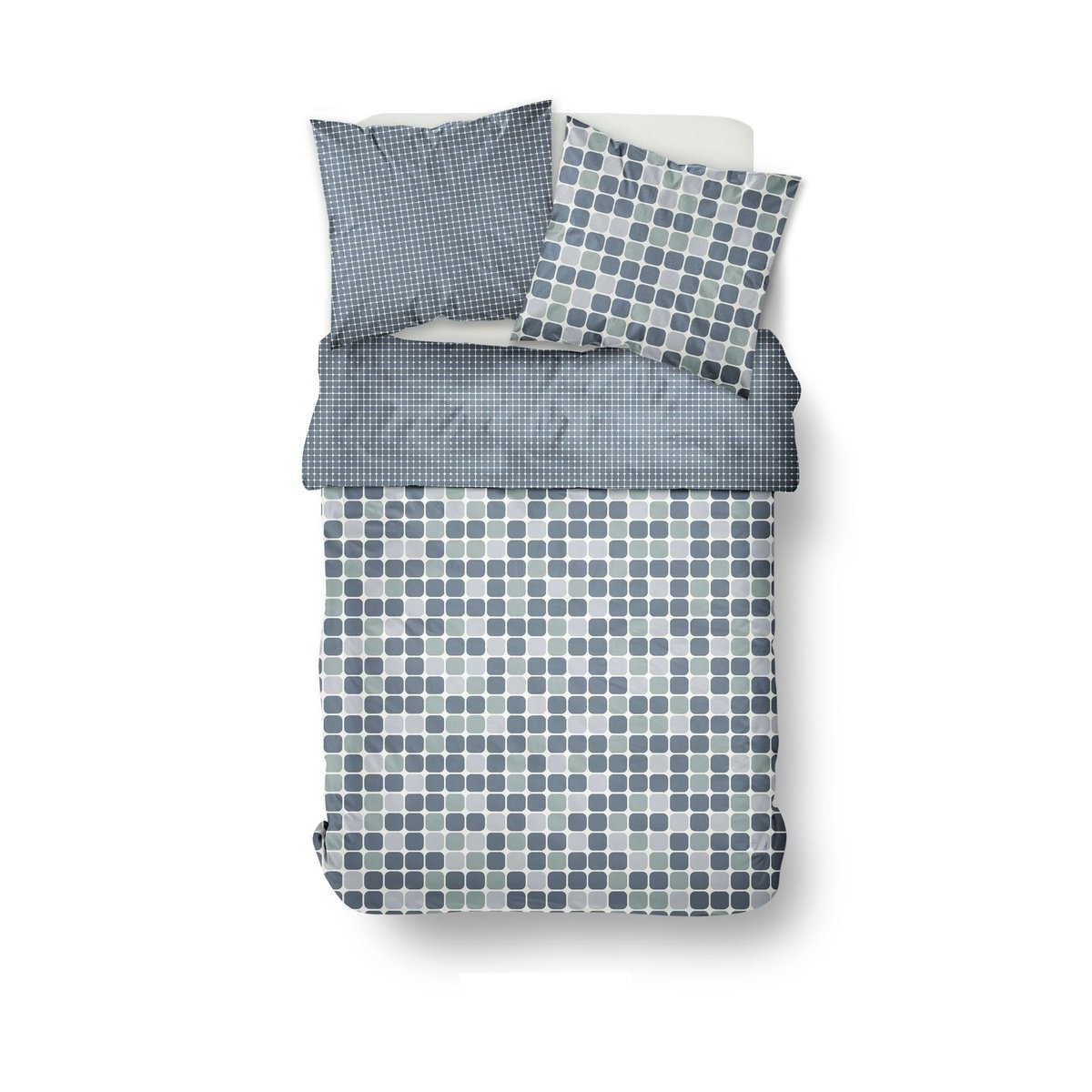 Parure de lit imprimé A pois Coton SUNSHINE HORTENSE bleu, TODAY