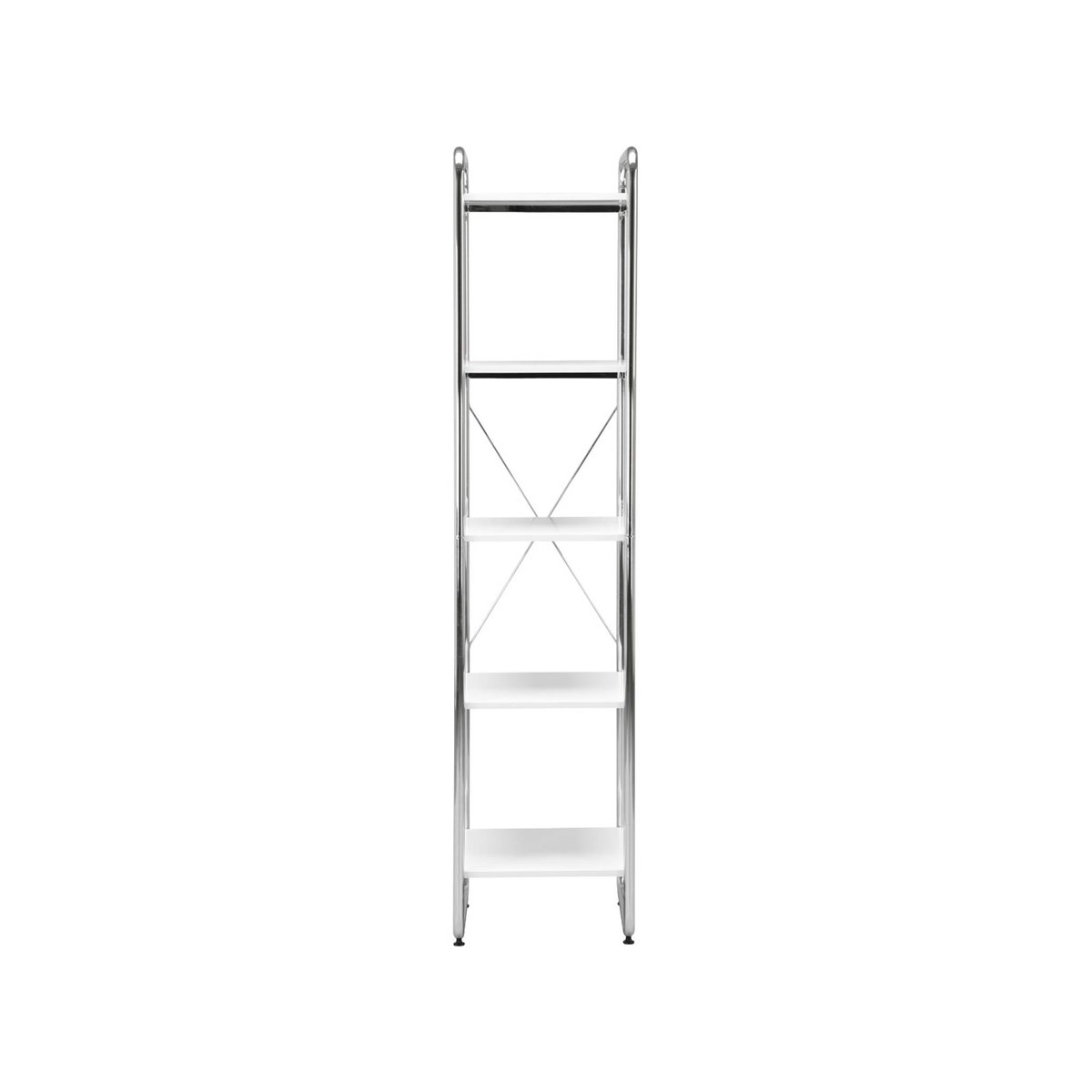 Etagère métal chromé et décor bois 5 niveaux LENNOX blanc, SWEEEK