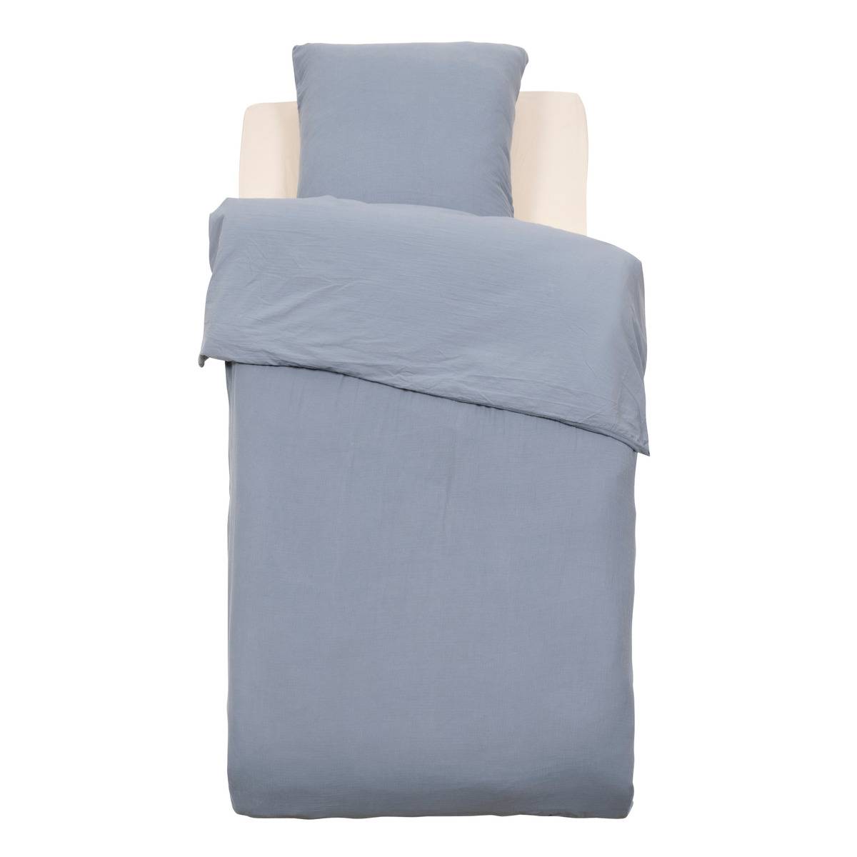 Parure de lit en double gaze de coton LILI bleu gris, ATMOSPHERA FOR KIDS