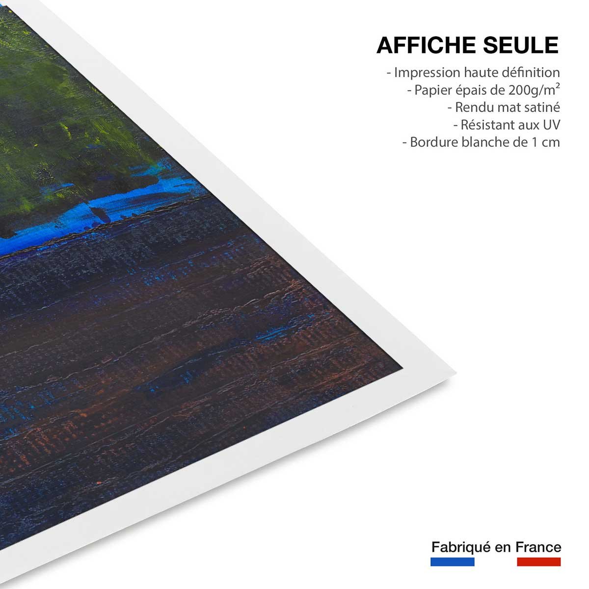 Affiche abstrait boreales bleues affiche seule, HEXOA