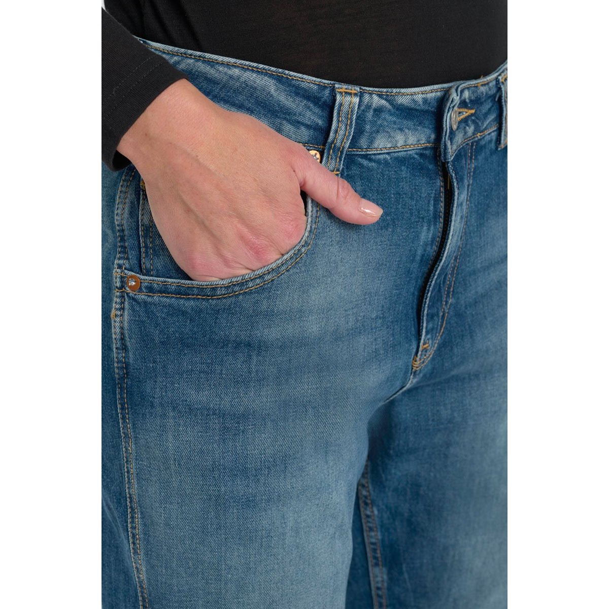 Jeans loose, large 400/60 girlfriend , 7/8ème blue, LE TEMPS DES CERISES