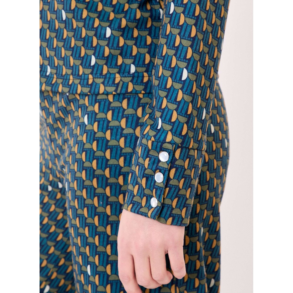 Gilet maille fine boutonnée LAKE bleu octopus, LA FIANCÉE
