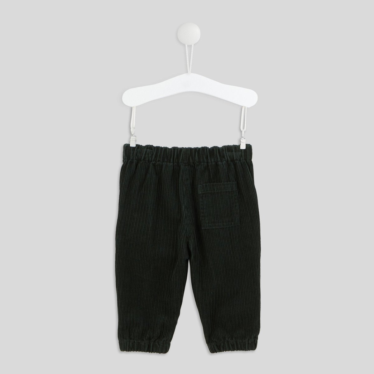 Pantalon uni en gros velours taille élastique dos et fermé avec un bouton devant, garçon, OEKO-TEX. sapin, BOUT'CHOU