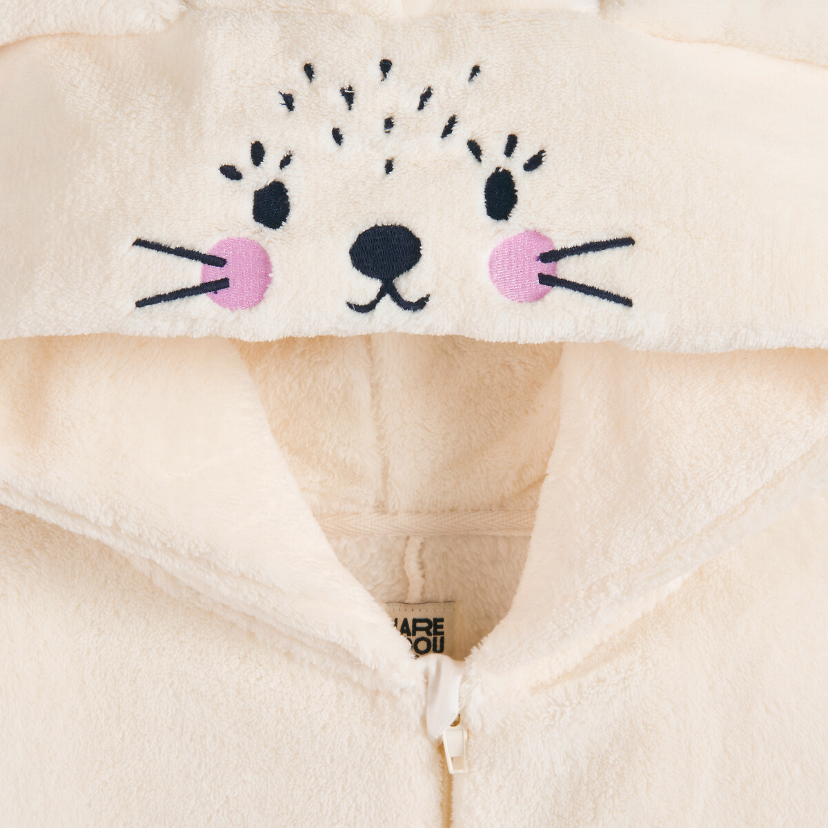 Surpyjama à capuche lapin, en polaire blanc, LA REDOUTE COLLECTIONS