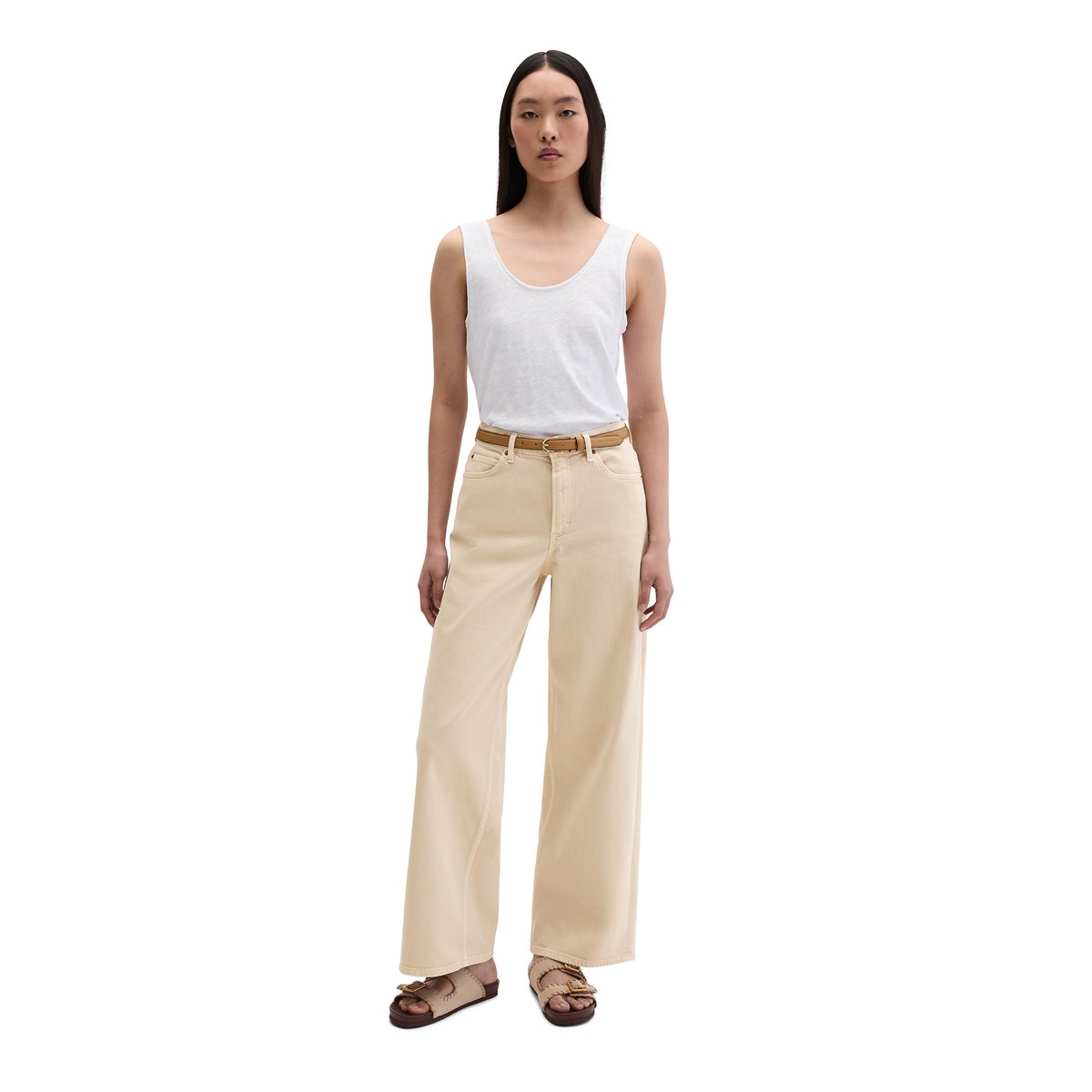 Top regular en jersey slub blanc, MARC O'POLO