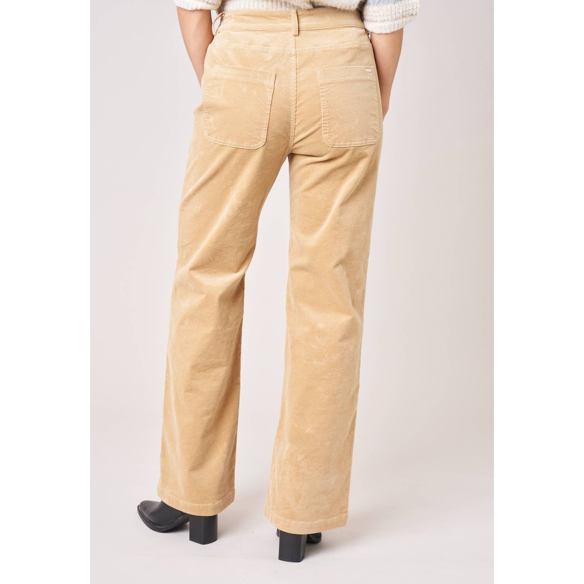 Pantalon bootcut femme en coton SAKARI beige, DEELUXE