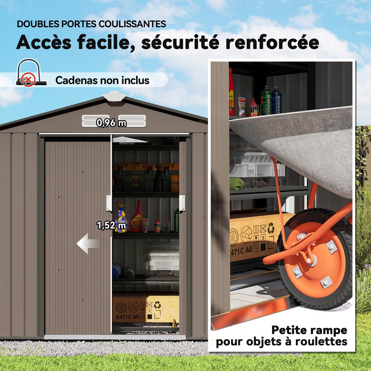 Abri de jardin Acier Marron marron, OUTSUNNY