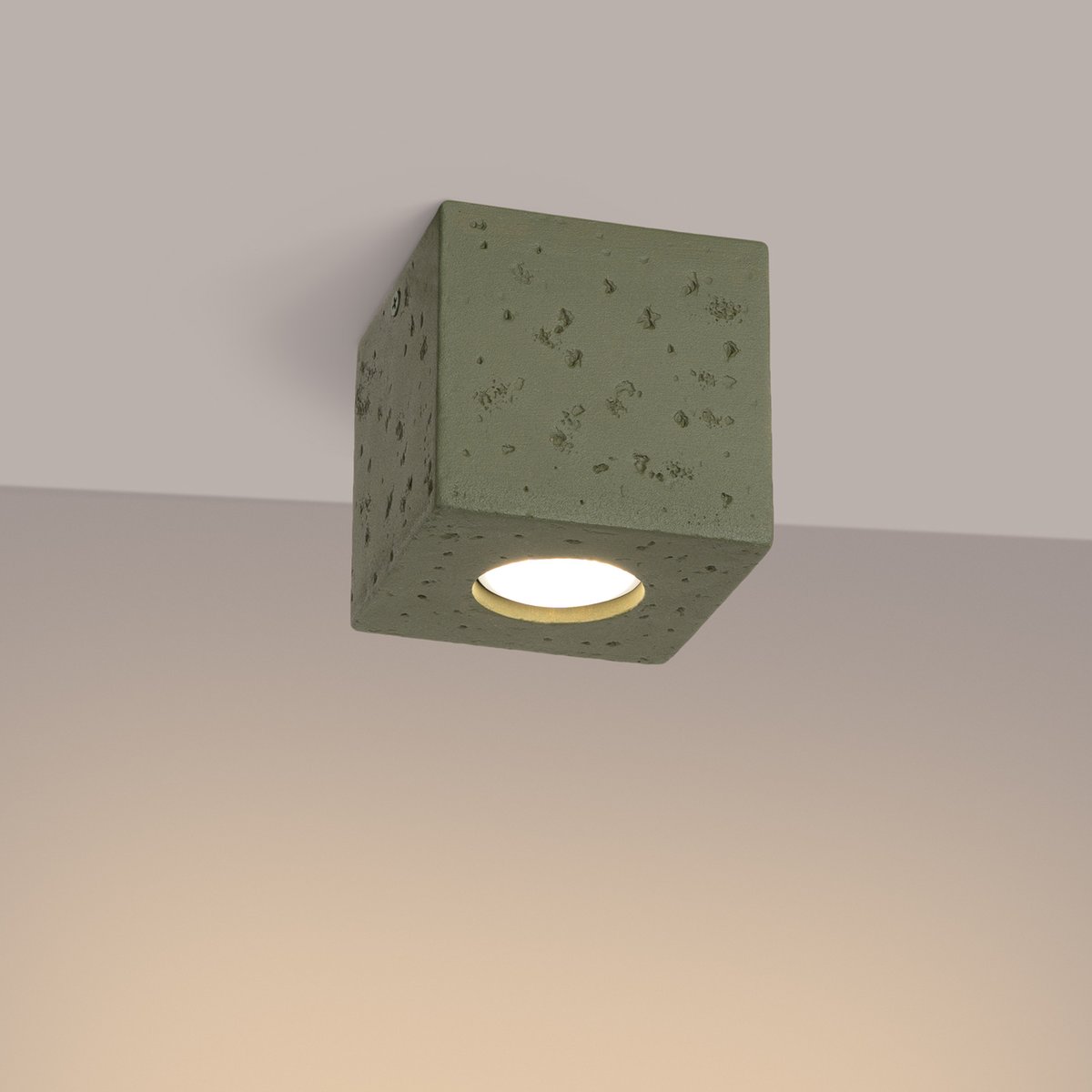 Plafonnier Béton Vert Olive GU10 1 Quad vert olive, EDEN