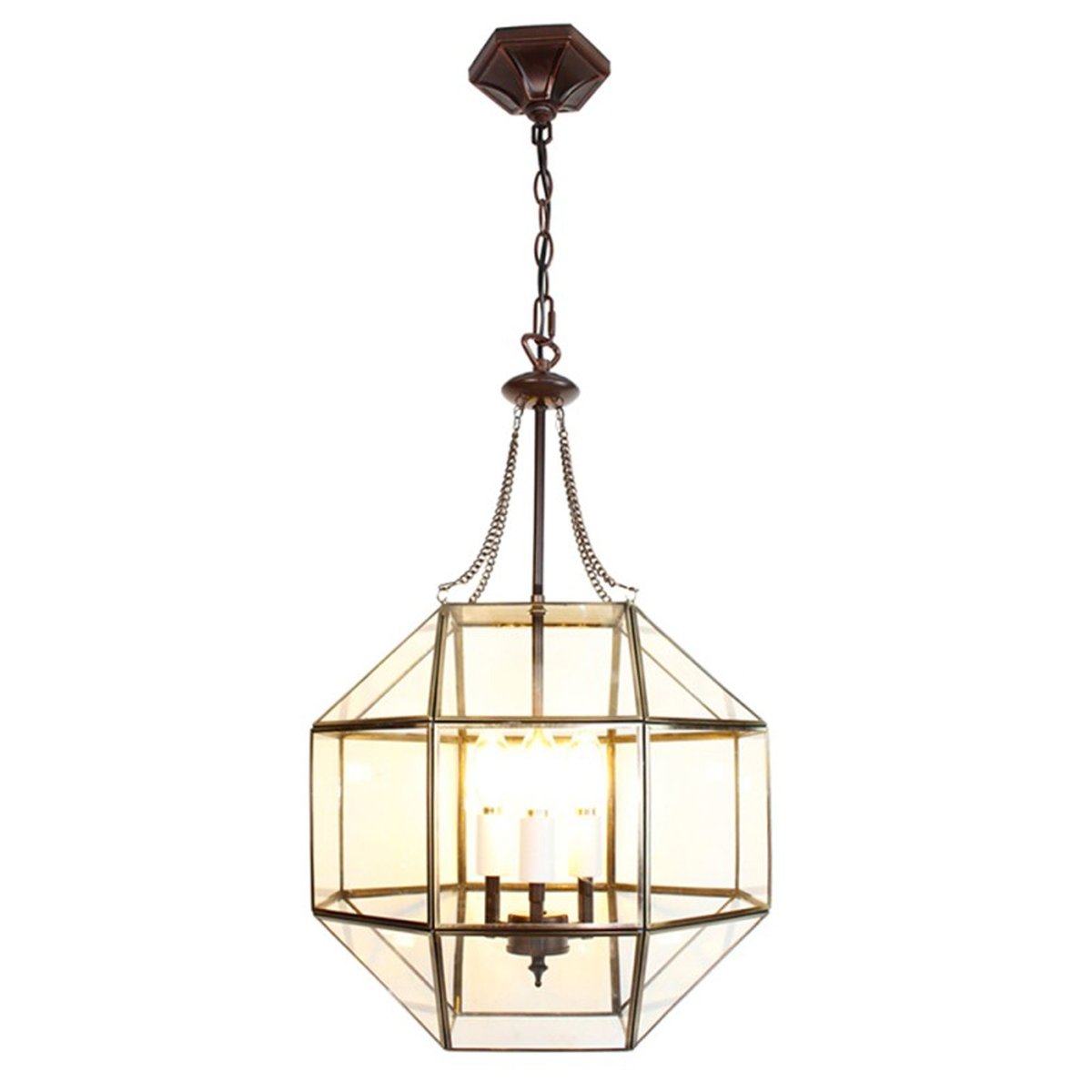 Suspension classique en verre et métal doré 30x30x170cm doré, WADIGA
