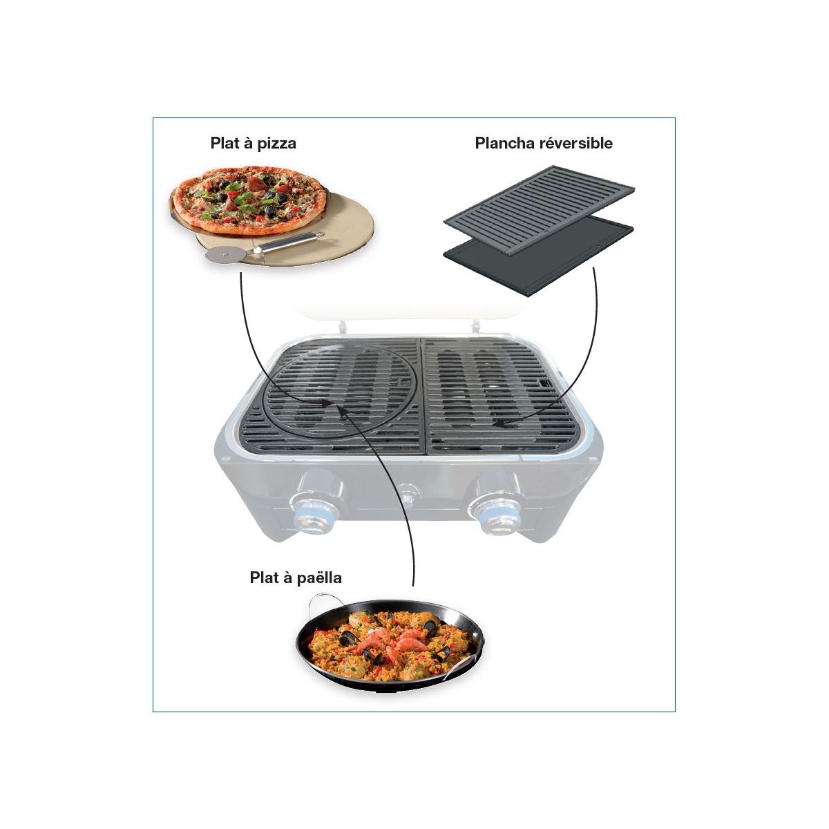 Barbecue gaz Attitude LX noir 2 brûleurs à poser, 58x36 cm noir, CAMPINGAZ