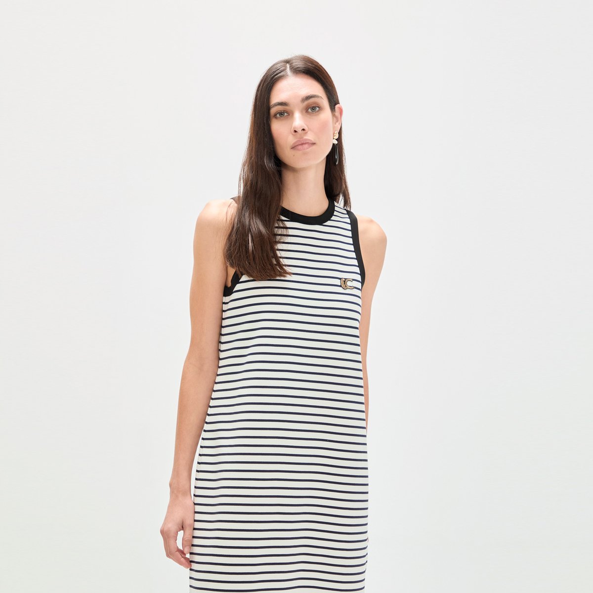 Robe longue sans manches à rayures blanc, LOLA CASADEMUNT