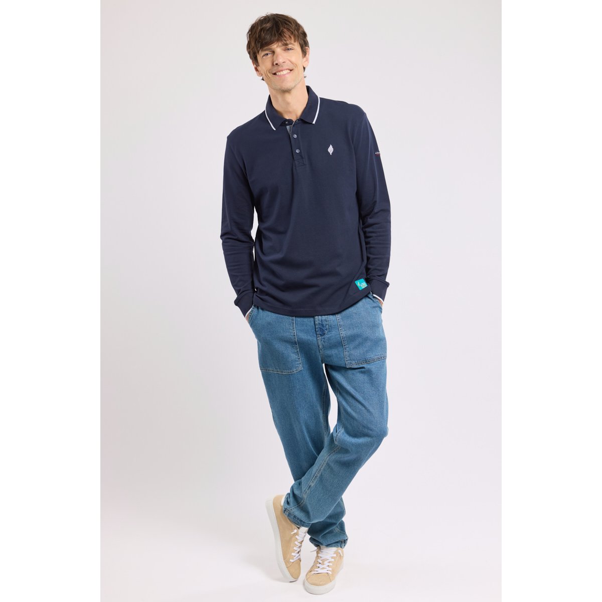 Polo brodé Homme - coton marine deep, ARMOR-LUX