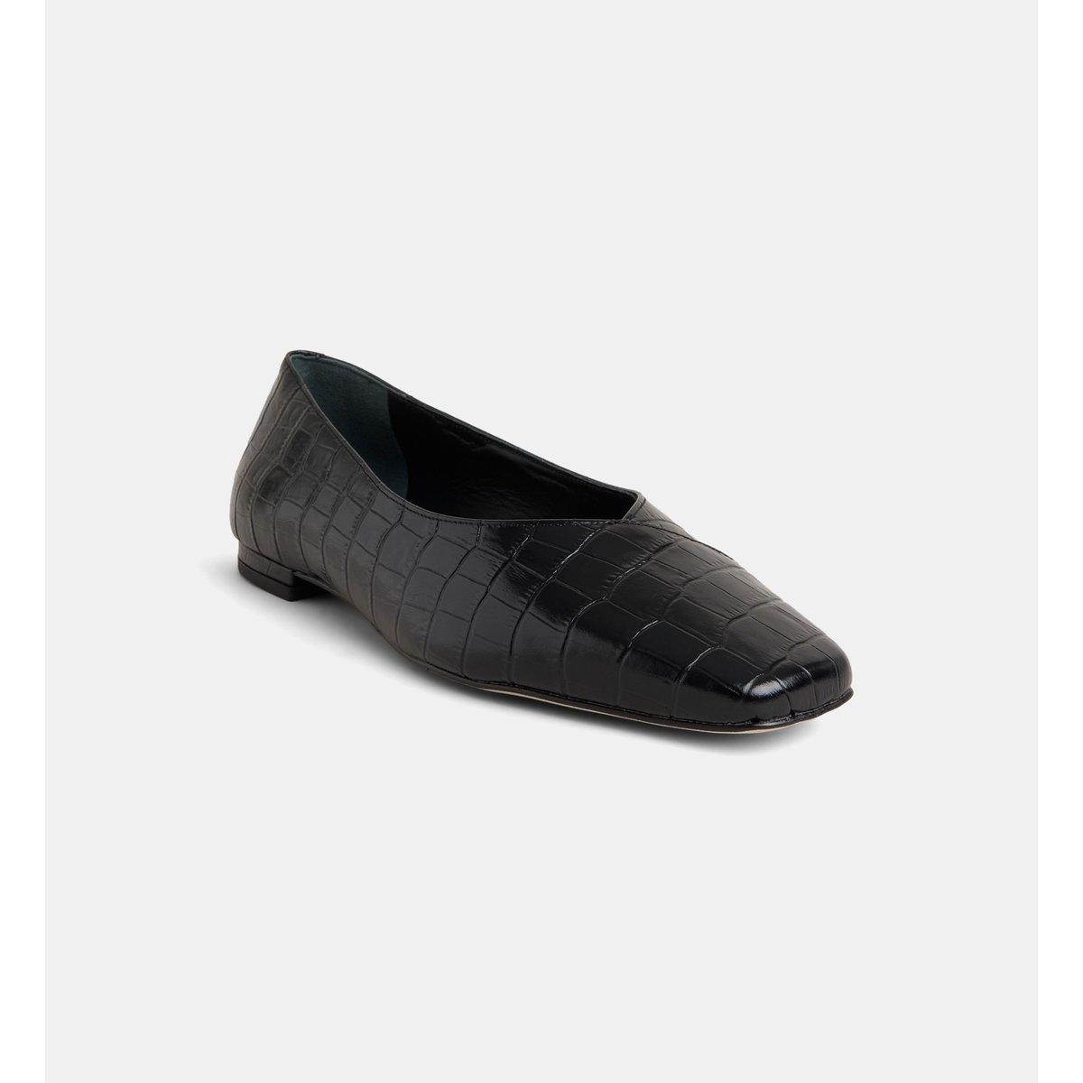 Ballerines chantal cuir façon croco noir, GALERIES LAFAYETTE