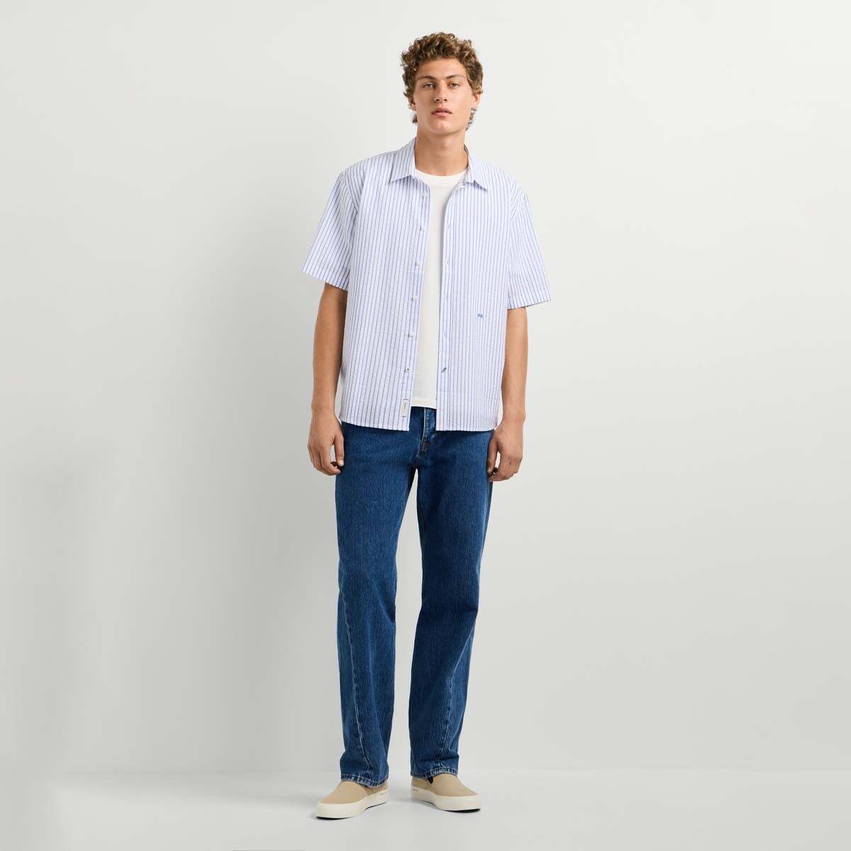 Chemise Seersucker À Rayures Coupe Décontractée blanc, PEPE JEANS