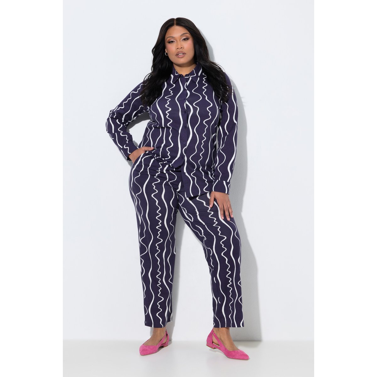 Pantalon en jersey prune foncé, ULLA POPKEN