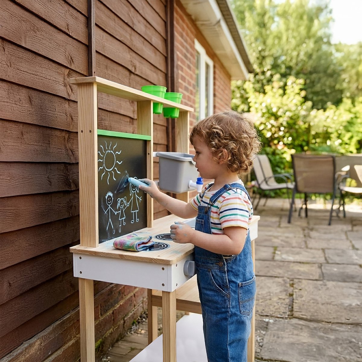Cuisine Extérieure Bois avec Accessoires et Évier, Beige beige, TEAMSON KIDS