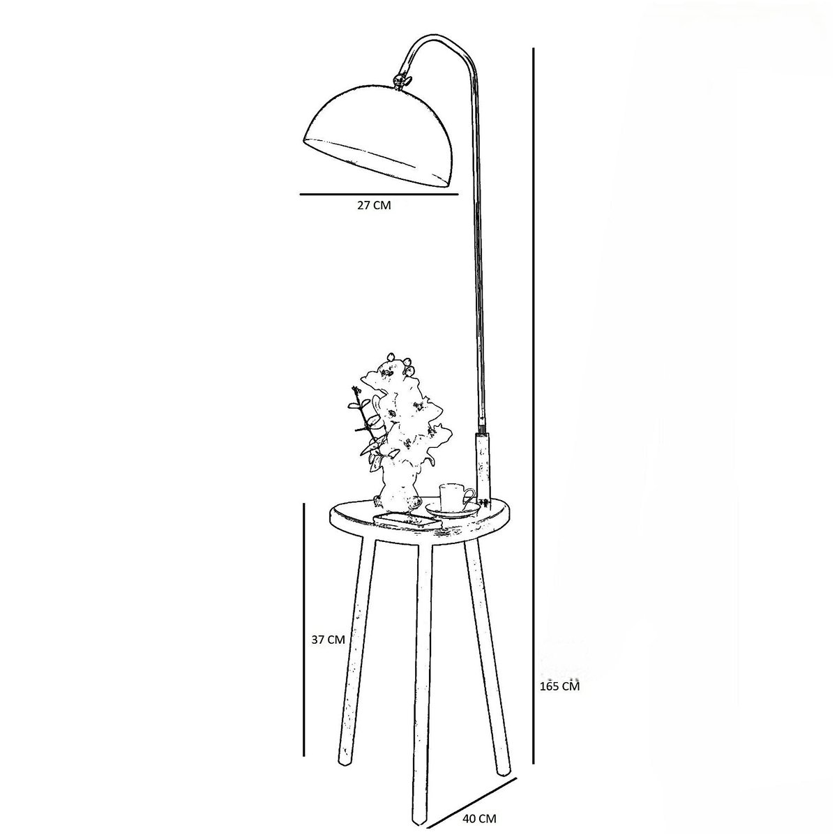 Lampadaire de lecture noir avec table intégrée KILIS noir, PIER IMPORT