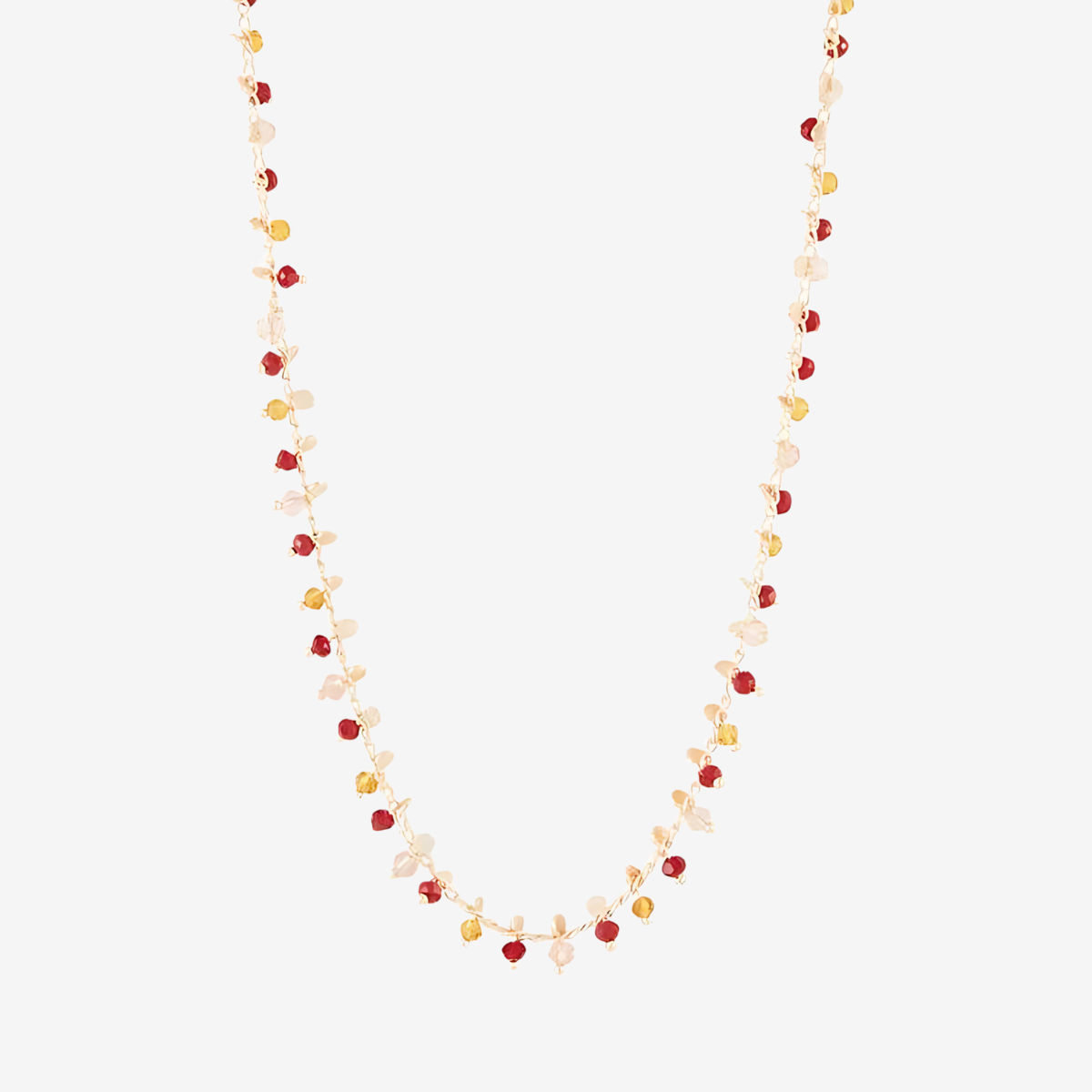 Collier perles à facettes rouges et orange rouge, BALABOOSTE