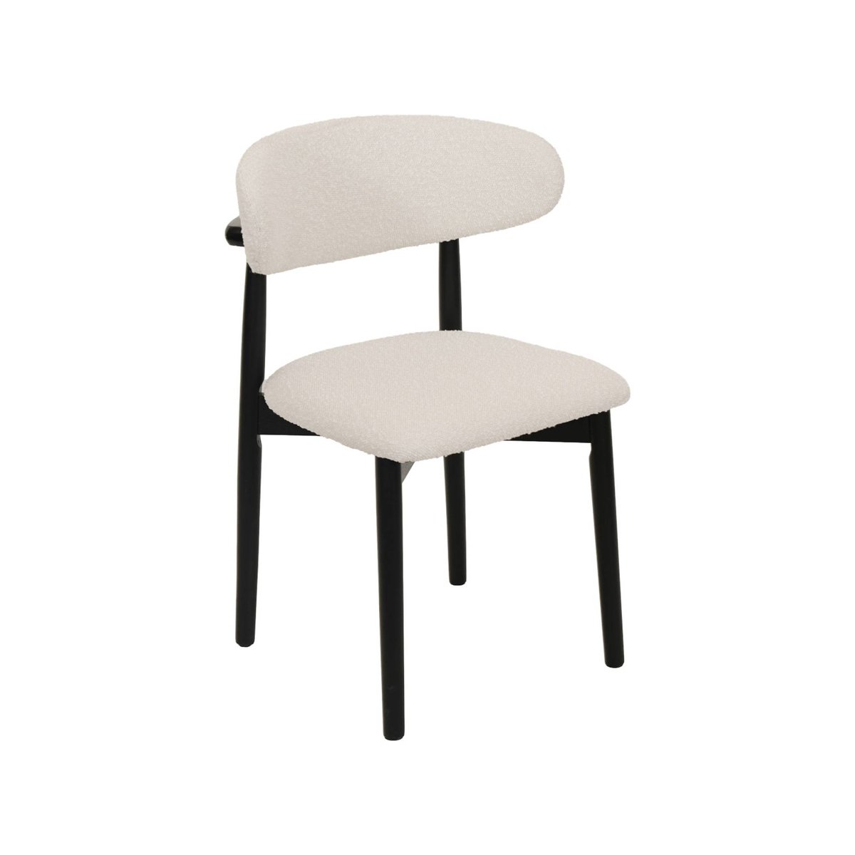 Chaise bois d'hévéa et tissu bouclette (lot de 2) PAOLA noir, SWEEEK