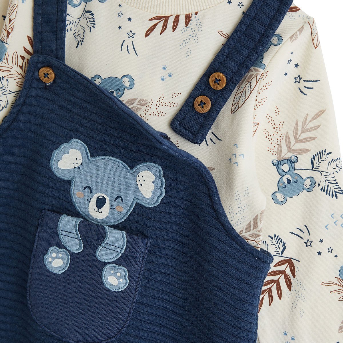 Ensemble salopette bébé et t-shirt Mathéo bleu, PETIT BEGUIN