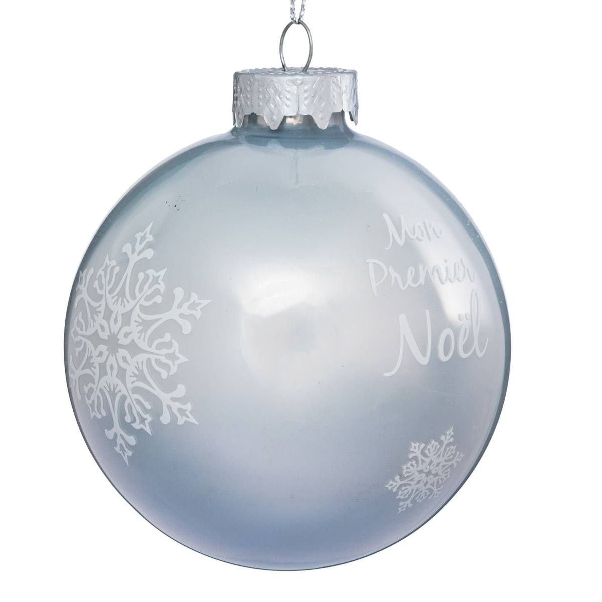 Boule de Noël en Verre Luxe 80 mm bleu, ATMOSPHERA