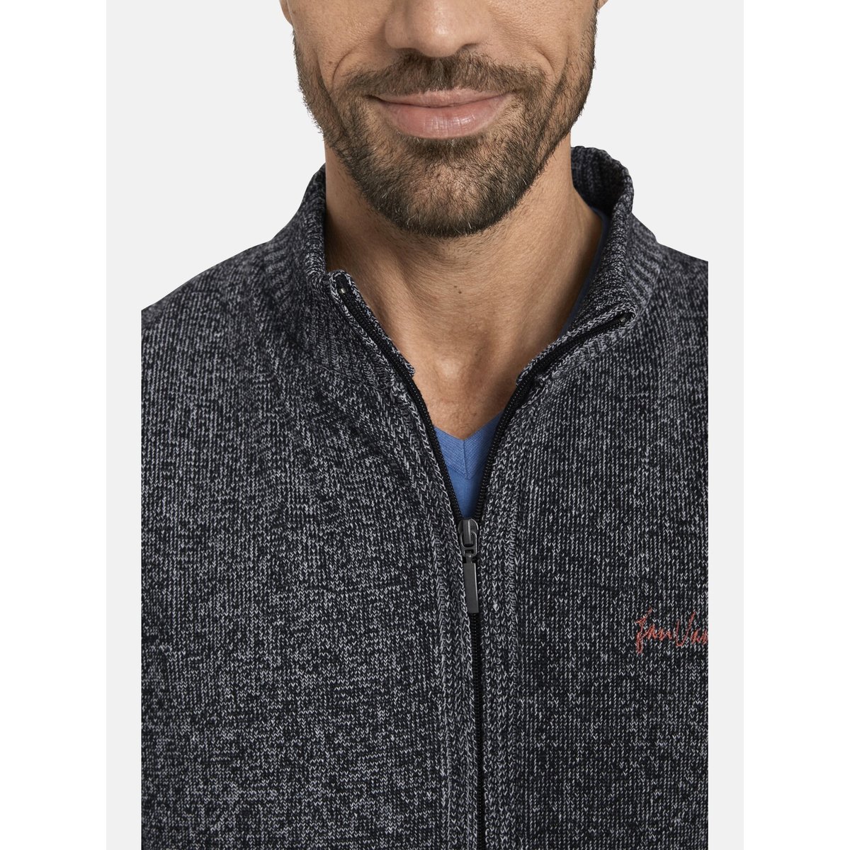 Gilet en maille INGRABAN bleu mélange, JAN VANDERSTORM