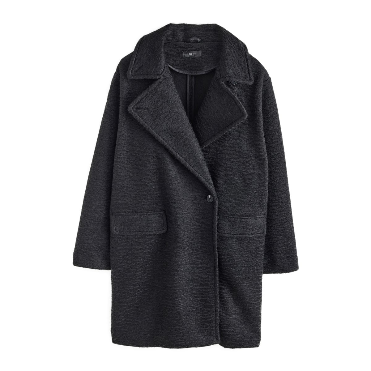 Long manteau avec col à revers noir, NEXT