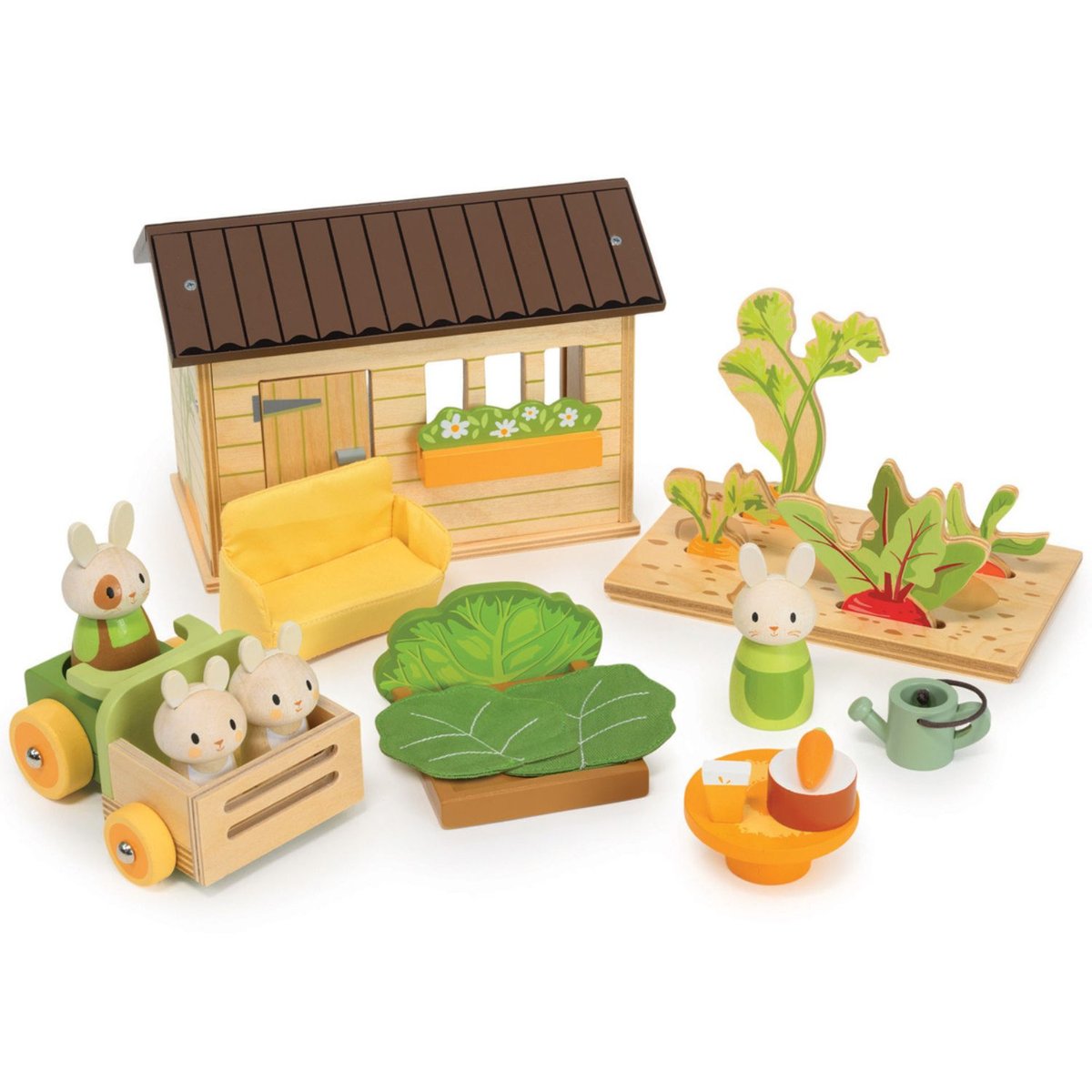 Set de jardin avec lapins multicolore, TENDER LEAF TOYS