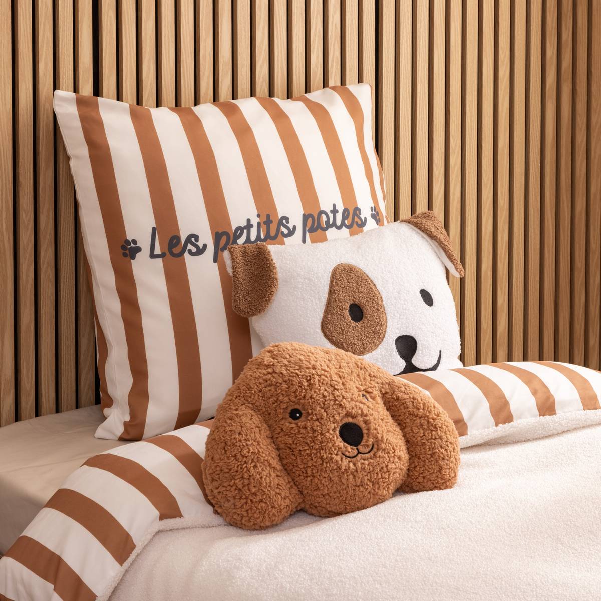 Coussin déhoussable forme tête de chien SCOTT blanc, ATMOSPHERA FOR KIDS