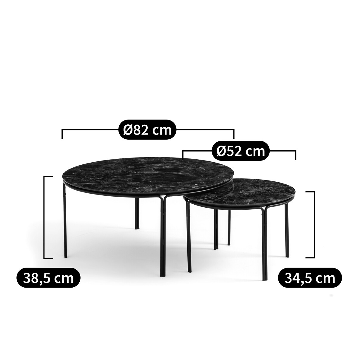 Set of 2 Chici Round Marble Effect Coffee Tables marble, LA REDOUTE INTERIEURS