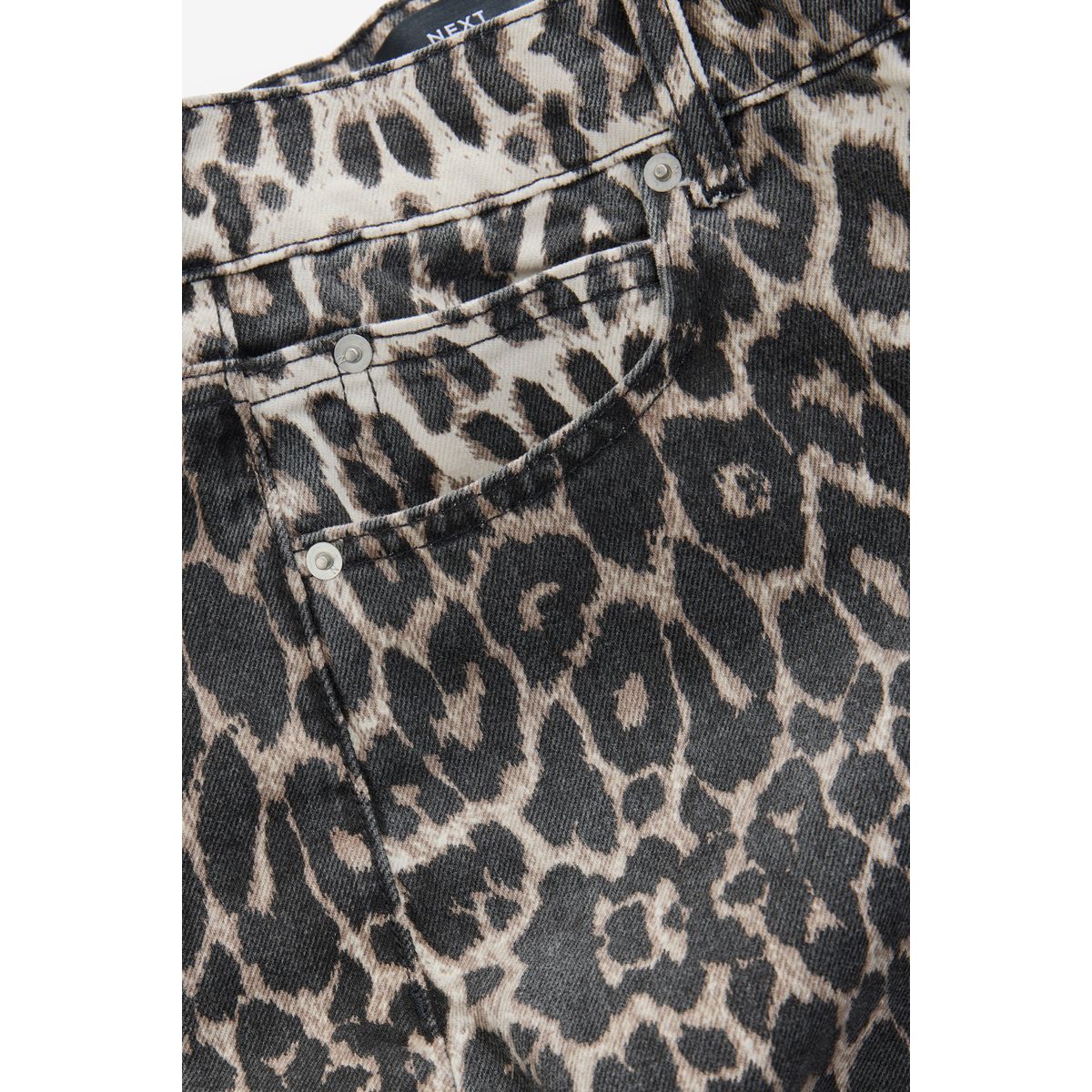 Jean large 100 % coton imprimé léopard, NEXT