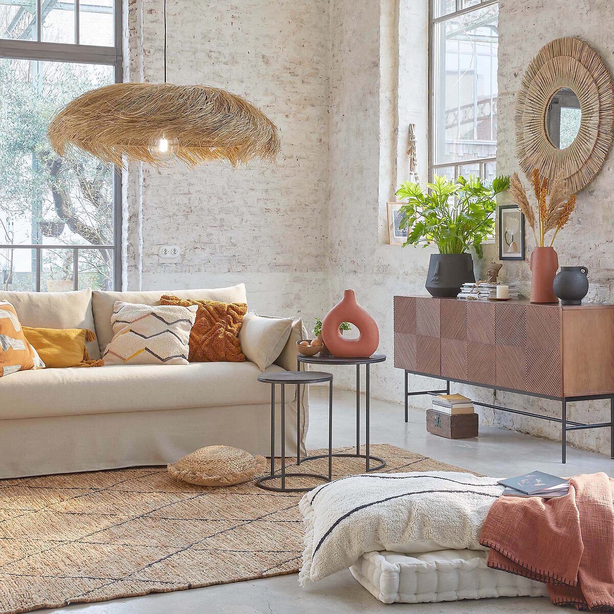 Samaï 80cm Diameter Panama Fibre Ceiling Light natural, LA REDOUTE INTERIEURS
