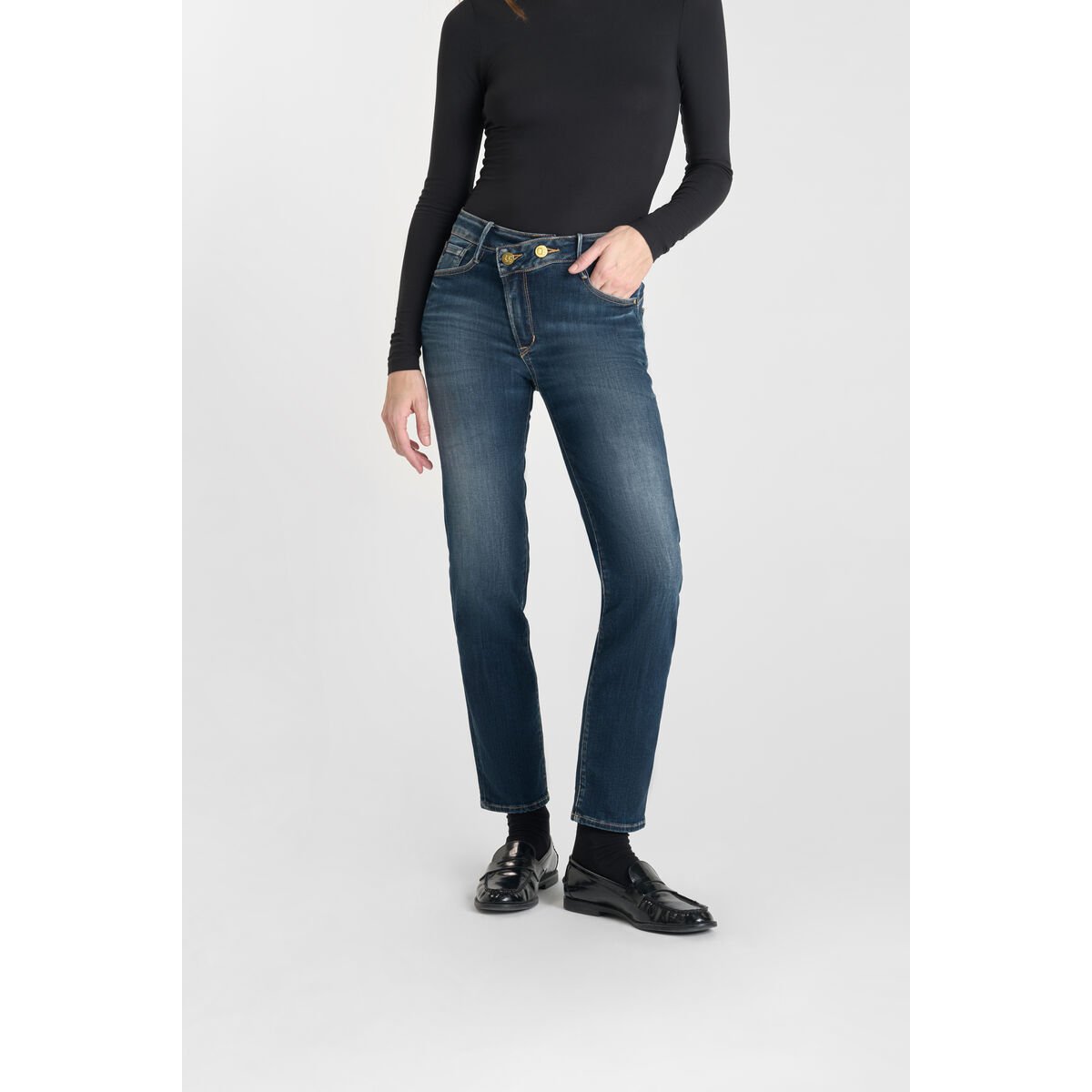 Jeans push-up droite taille haute PULP, 7/8ème blue, LE TEMPS DES CERISES