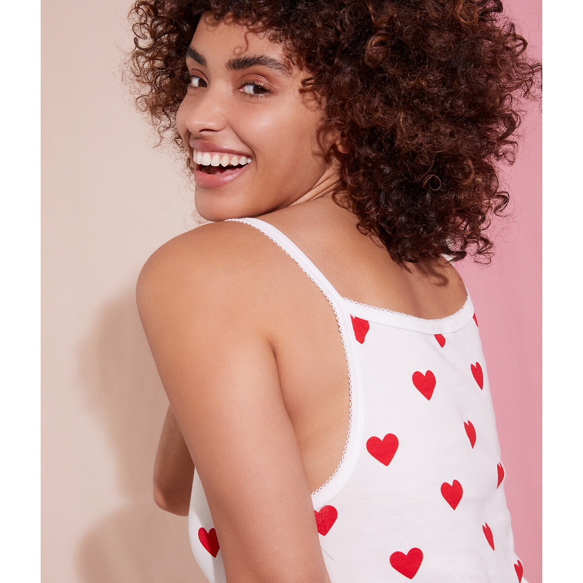 Heart Print Cotton Nightie red/white, PETIT BATEAU