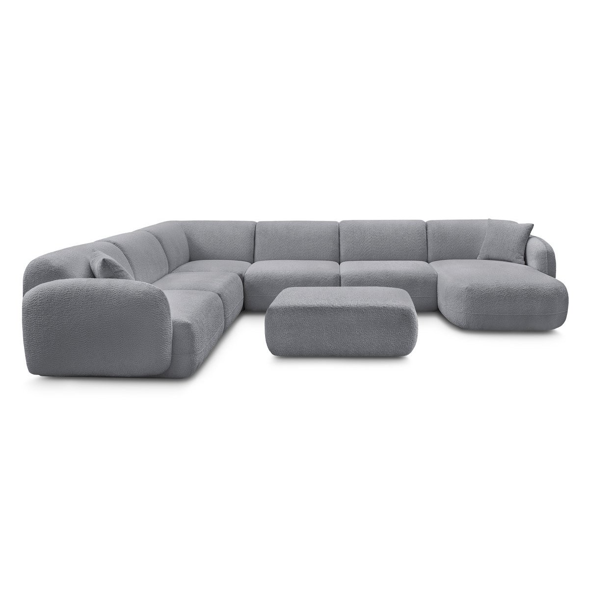 Canapé modulable 6 places en tissu chenille, ANDA gris, BOBOCHIC
